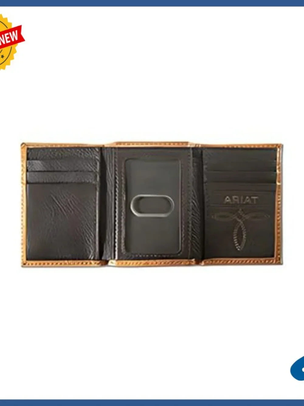 Men's Genuine Leather Trifold Wallet with Card Slots & ID Window